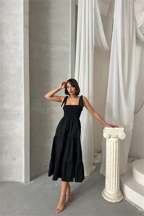 Dipmoda kadın askılı poplin kumaş yazlık elbise DPG091