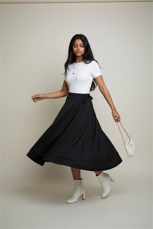 Dipmoda kadın bağlama detaylı scuba kumaş asimetrik etek NMS075