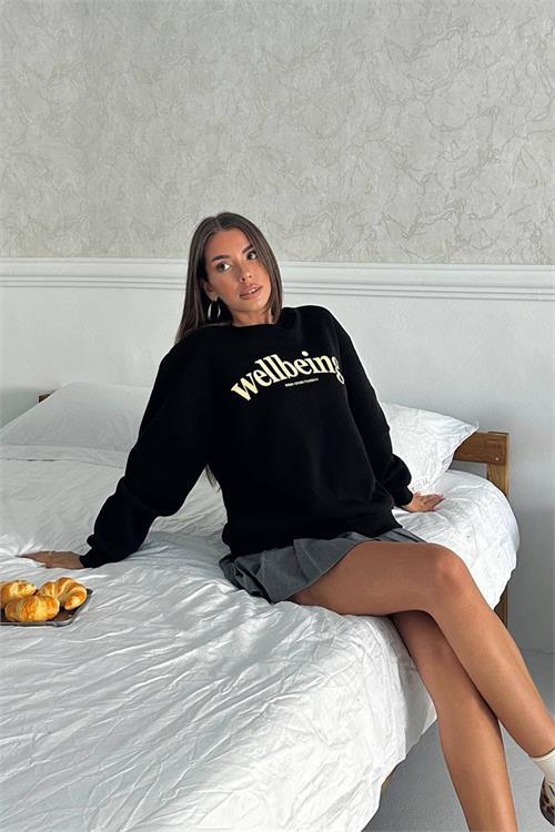 Dipmoda kadın baskılı oversize pamuklu sweatshirt DPG108