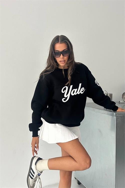 Dipmoda kadın bisiklet yaka baskılı sweat DPG101