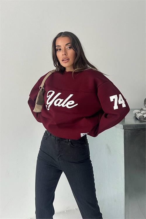 Dipmoda kadın bisiklet yaka baskılı sweat DPG101