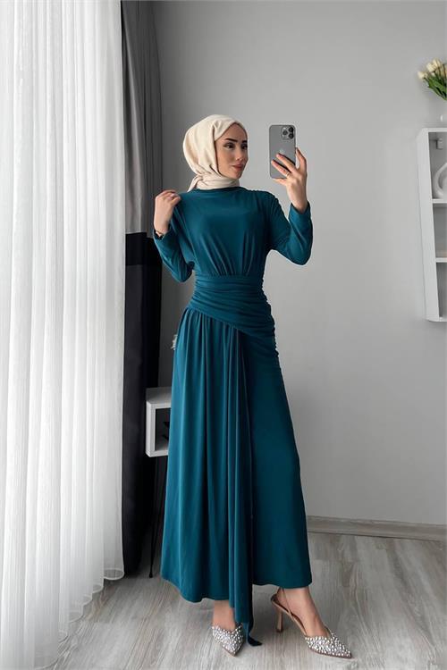 Dipmoda kadın candy kumaş tesettür elbise DPNMS047
