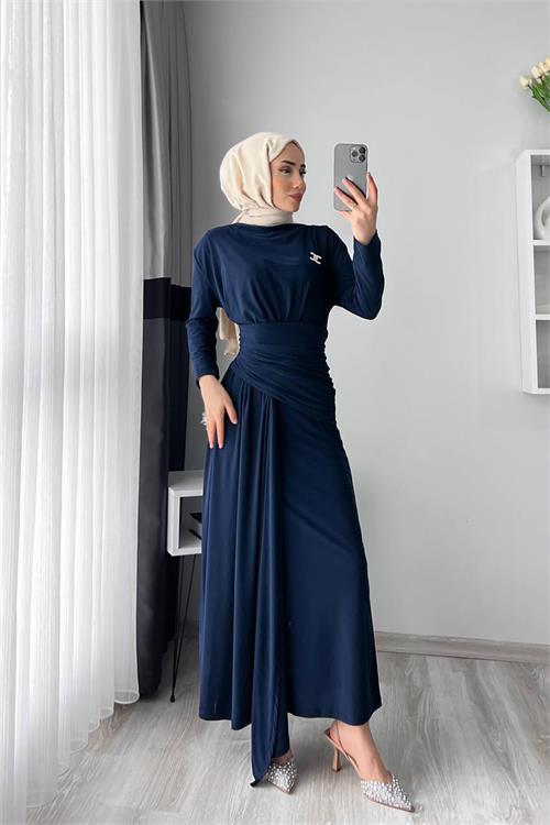 Dipmoda kadın candy kumaş tesettür elbise DPNMS047
