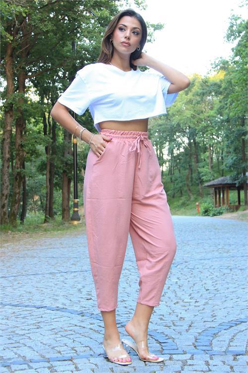 Dipmoda kadın cepli bağlama detaylı ayrobin alvar pantolon DNZ002 