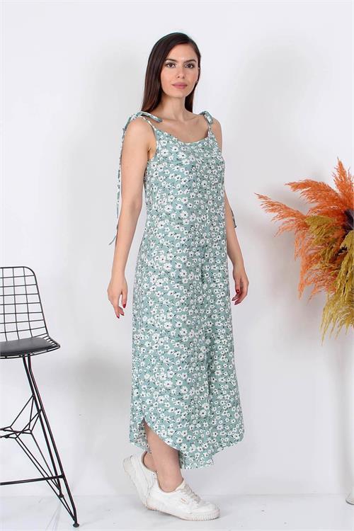 Dipmoda kadın çiçek desenli bağlamalı geniş kesim tulum RY8074