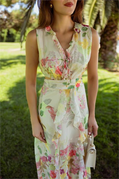 Dipmoda kadın çiçek desenli yazlık elbise DPMY3788