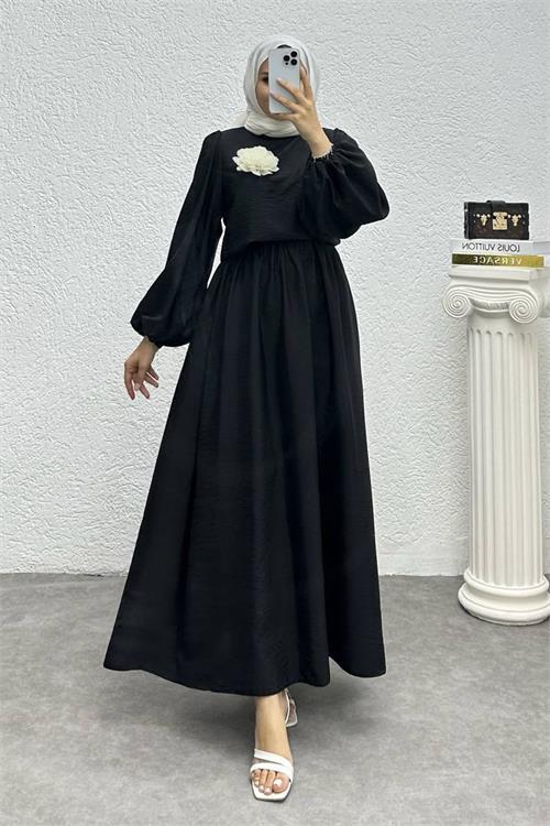 Dipmoda kadın çiçek detaylı etekli tesettür takım NMS004 