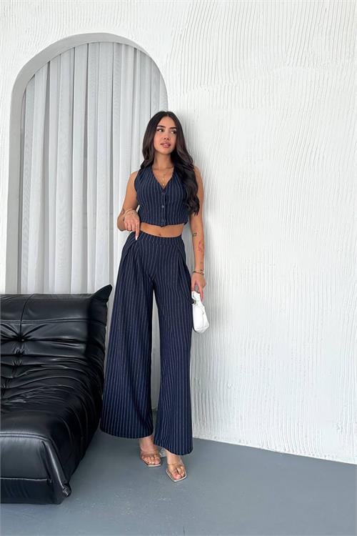 Dipmoda kadın çizgili alt üst ikili takım DPK4224