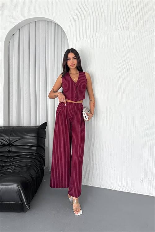 Dipmoda kadın çizgili alt üst ikili takım DPK4224