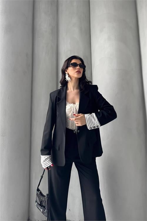 Dipmoda kadın düğme detaylı tasarım alt üst takım DPMYLK29