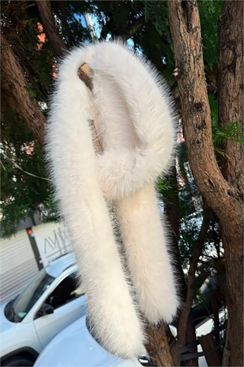 Dipmoda kadın ekru kürklü boyunluk DPAKS030