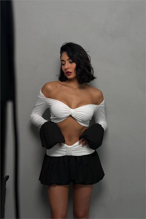 Dipmoda kadın ekru mini boy ikili balon takim DPNBDF132