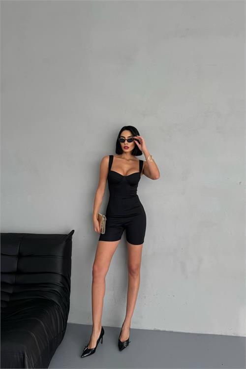 Dipmoda kadın gögus glop destekli fit tulum DPNBDF095