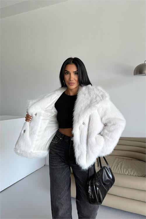 Dipmoda kadın içi astarlı ithal kürk kaban DPG111