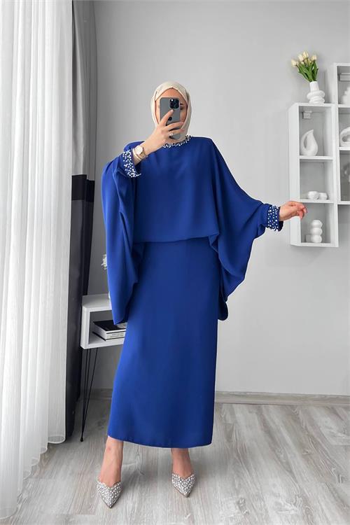 Dipmoda kadın inci detaylı etek tunik ikili takım DPNMS045