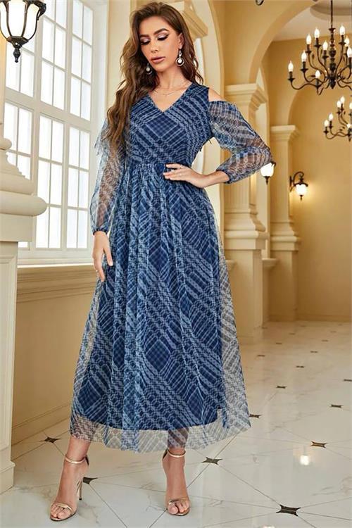 Dipmoda kadın ithal kumaş mutli şifon elbise DPNBEMP2011