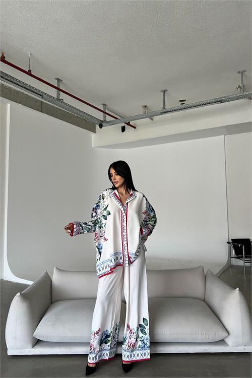 Dipmoda kadın jessica kumaş pantolon gömlek ikili takım DPMS42100