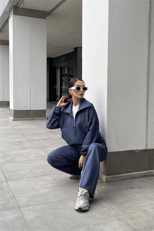 Dipmoda kadın kemer detaylı likralı eşofman takımı NBASP7271