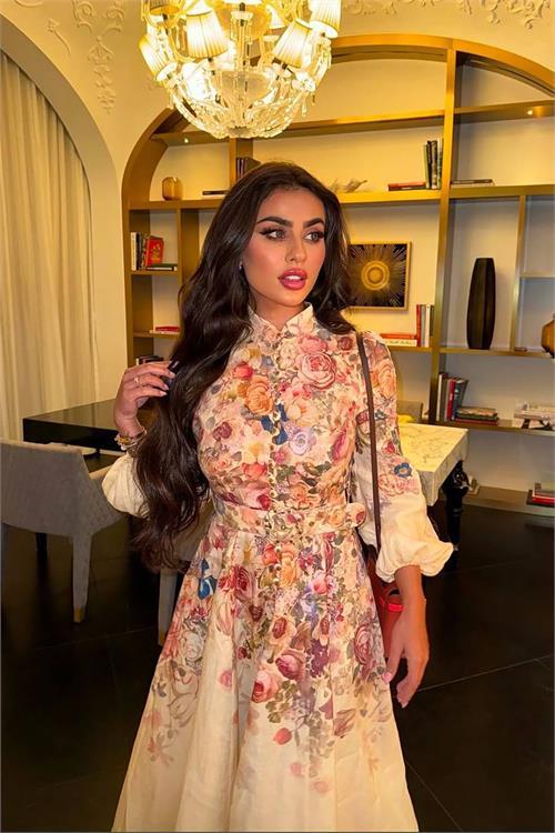 Dipmoda kadın keten midi boy tasarım elbise DPNBEMP2662