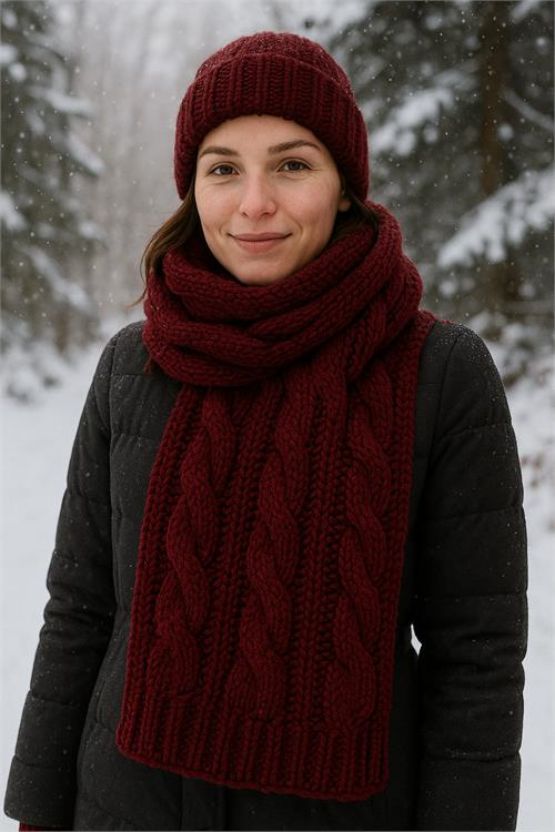 Dipmoda kadın kışlık kalın dokulu örme atkı DPAKS050