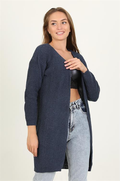 Dipmoda kadın lacivert yeni sezon selanik triko hırka RY0035 