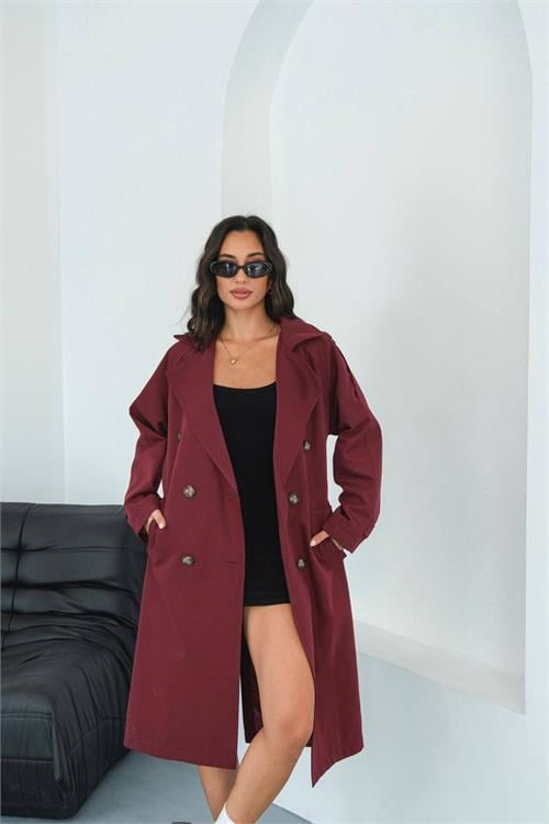 Dipmoda kadın mevsimlik tam boy trençkot DPMYLK33