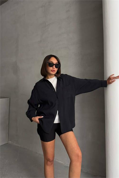 Dipmoda kadın modal kumaş oversize kalıp gömlek DPNBG069