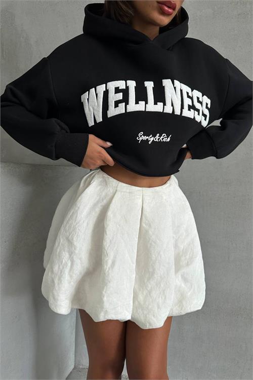 Dipmoda kadın nakış detaylı kapuşonlu kışlık sweat NBG032 