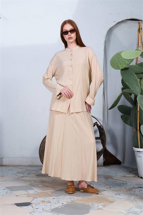 Dipmoda kadın pamuk gömlek etek alt üst takım DPNBDM8000