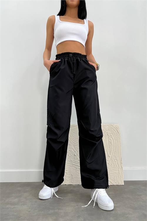 Dipmoda kadın paraşüt kumaş paça detaylı pantolon GTS032 