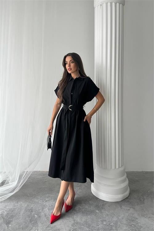 Dipmoda kadın poplin kumaş gömlek elbise DPG094