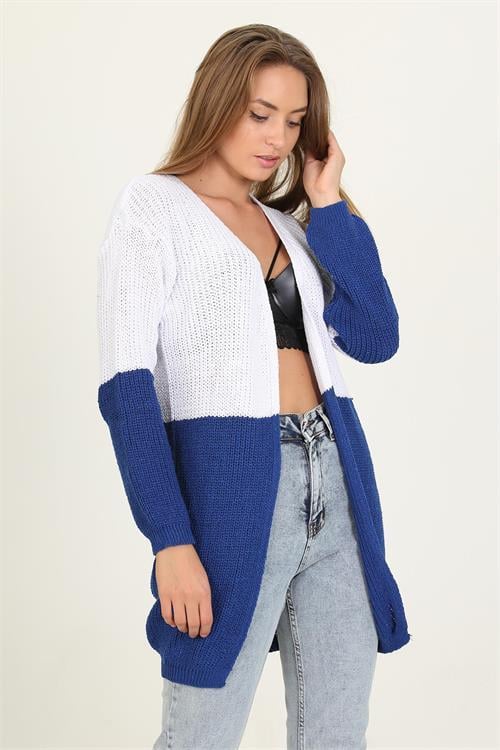 Dipmoda kadın saks mavisi yeni sezon selanik triko hırka RY0038 