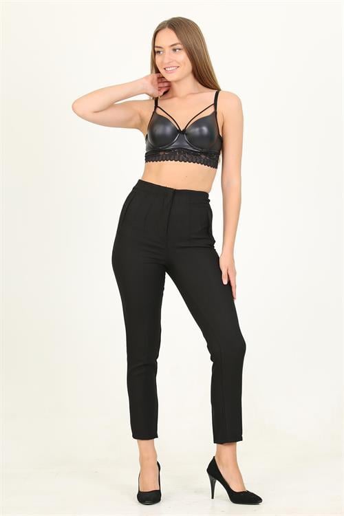 Dipmoda kadın siyah yüksek bel yeni sezon ofis pantolon QNS029 