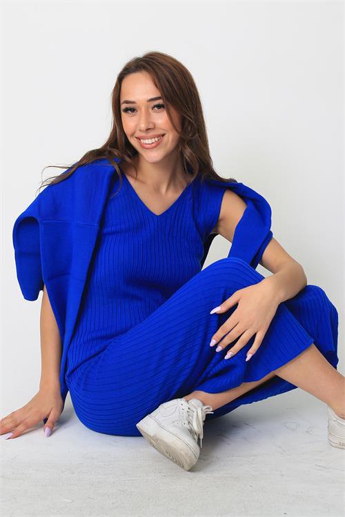 Dipmoda kadın V yaka triko elbise takımı LPTR20 