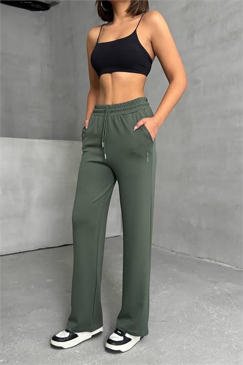 Dipmoda kadın yeşil bol paça eşofman altı DPNBG066