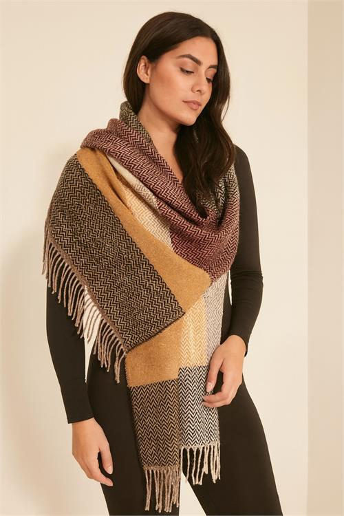 Dipmoda kadın yumuşak dokulu desenli şal atkı DPAKS033