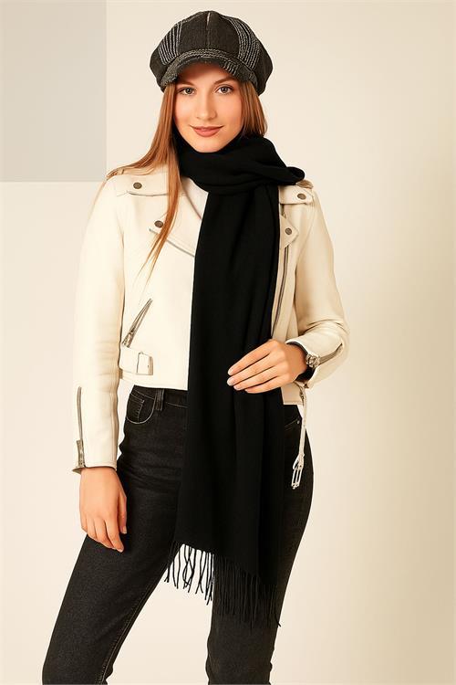 Dipmoda kadın yumuşak dokulu püsküllü şal DPAKS045