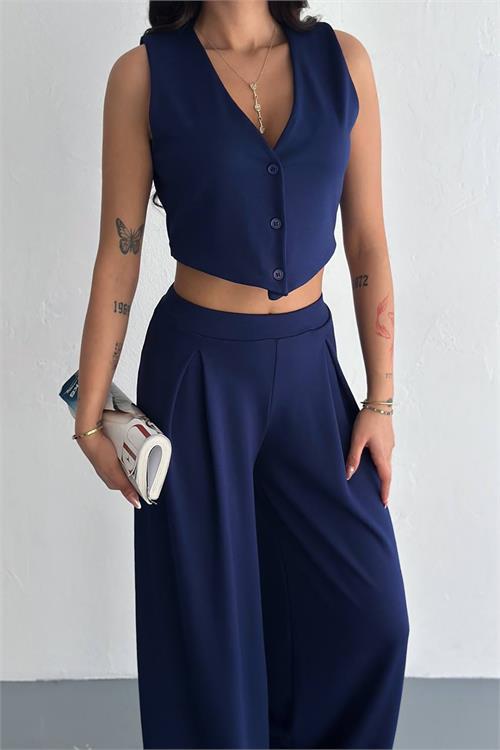 Dipmoda kadın yumuşak dokulu yelek pantolon takım DPK052