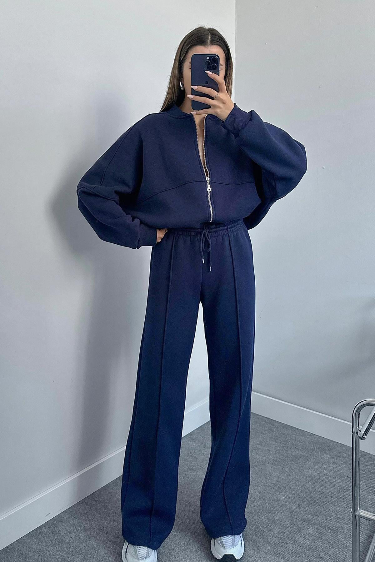 Kadın pamuklu kışlık sweat pantlon eşofman takımı DPGTS018 