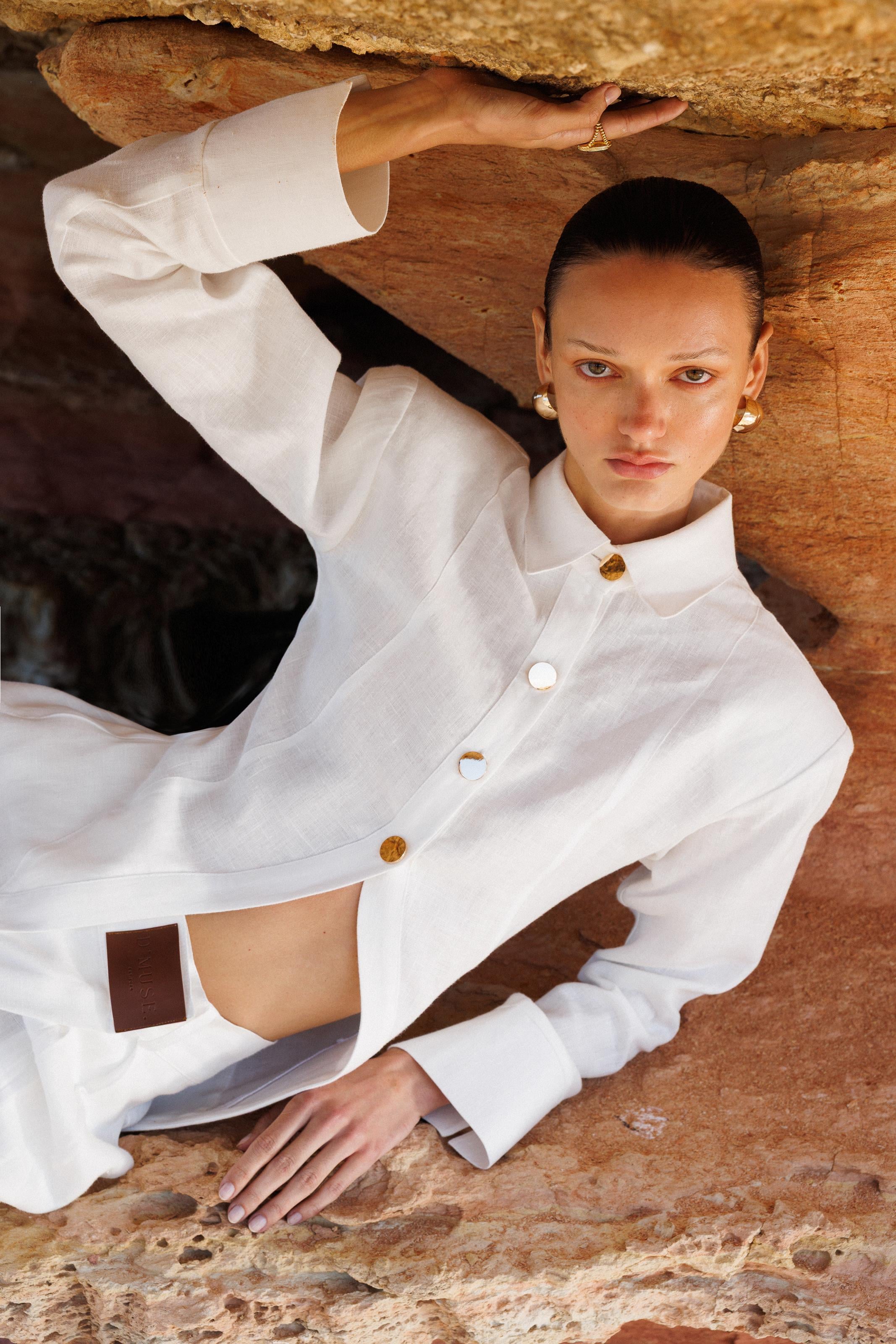 ASTRA LINEN WHITE SHIRT