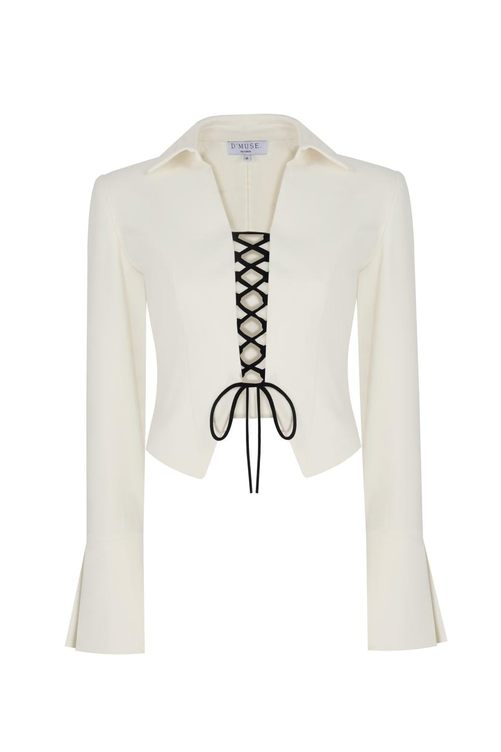 MIRA LACEUP BLAZER WHITE