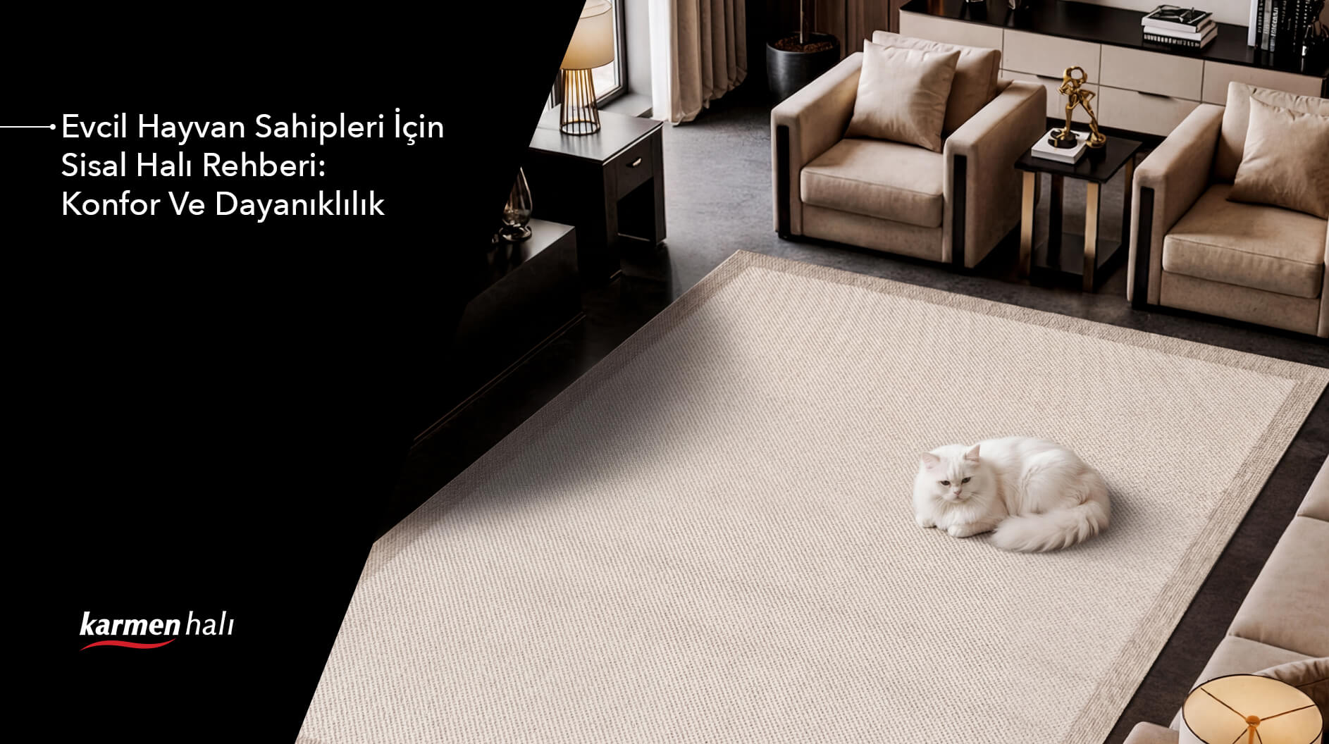Kedi ve köpek tüylerini hapsetmeyen kolay temizlenebilir modern sisal halı dokusu