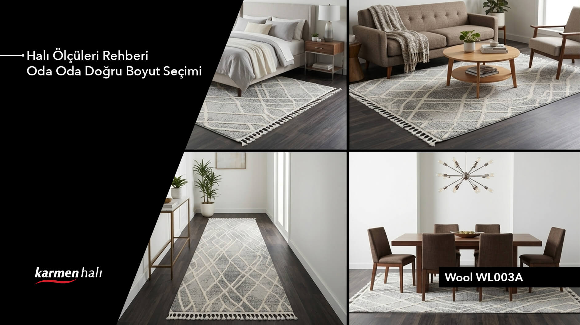 Oda ölçüsüne göre serilmiş salon halısı