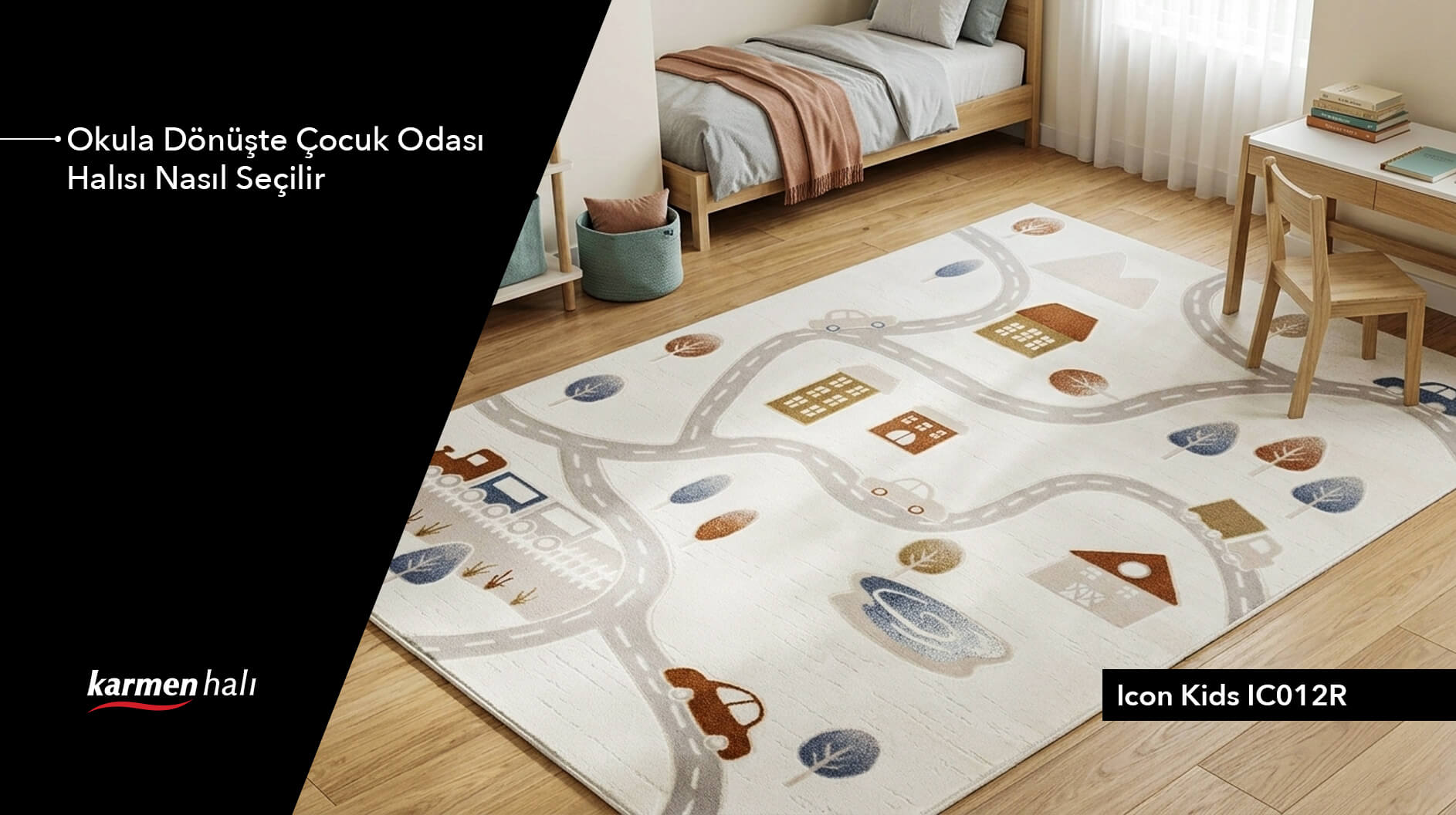 Okul çağı çocuk odası için dayanıklı halı