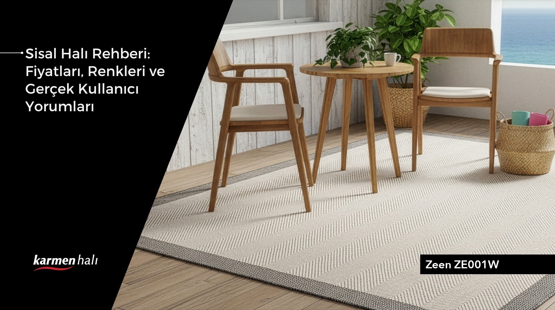 Modern salon dekorasyonunda doğal tonlara sahip estetik sisal halı modelleri