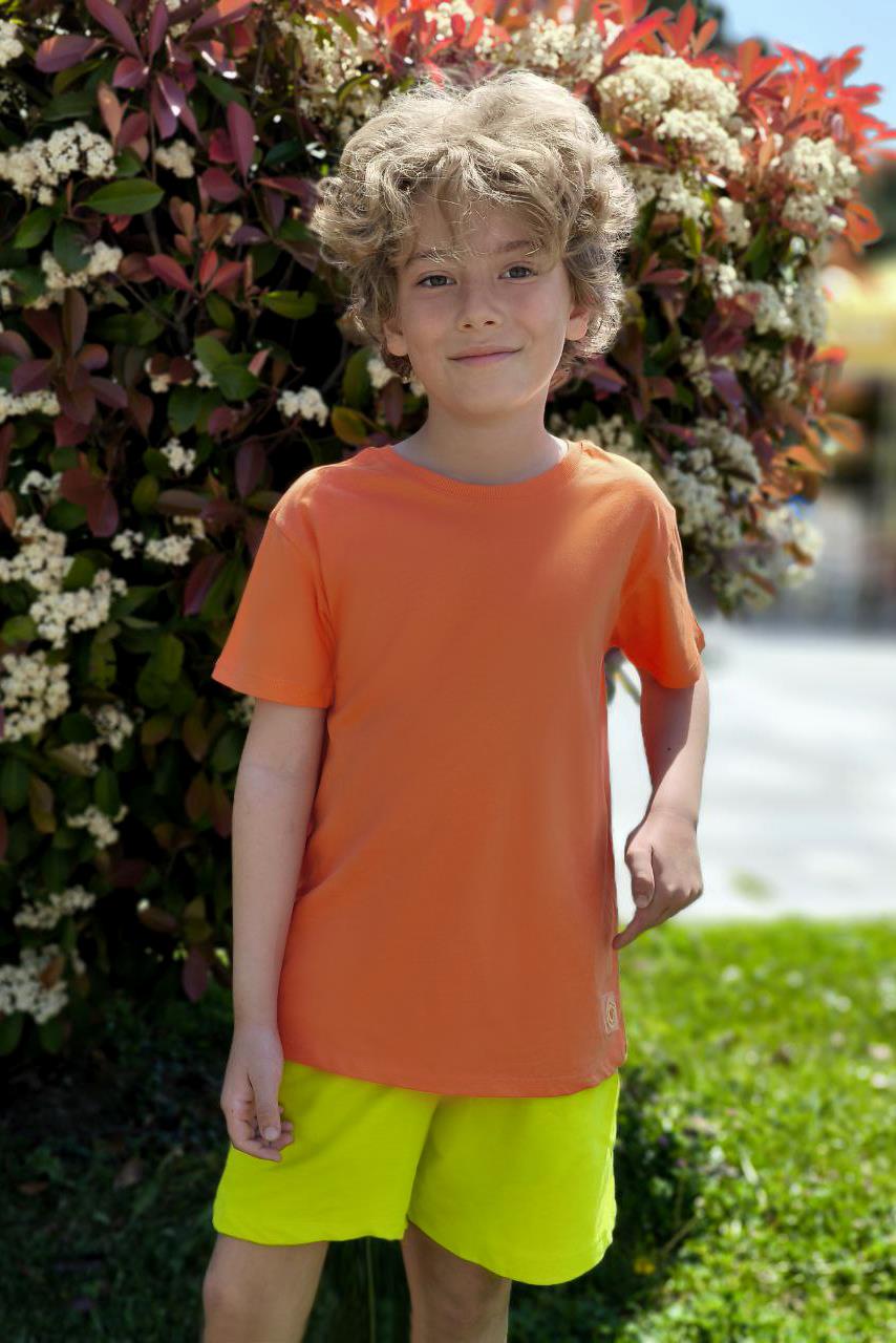 Solid Pamuklu Cepli Erkek Çocuk Lime Şort