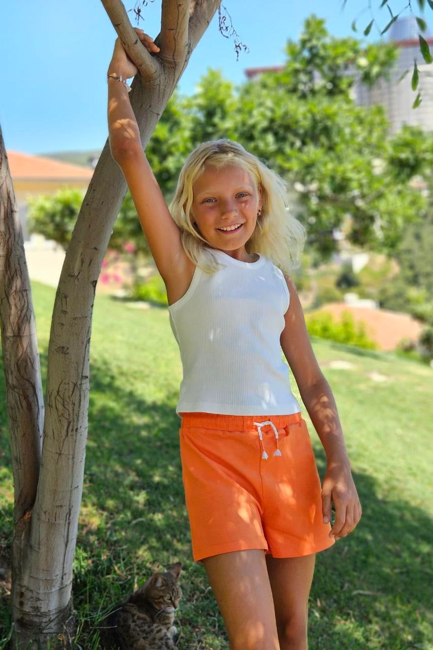 Dalia Turuncu Pamuklu Kız Çocuk Şort