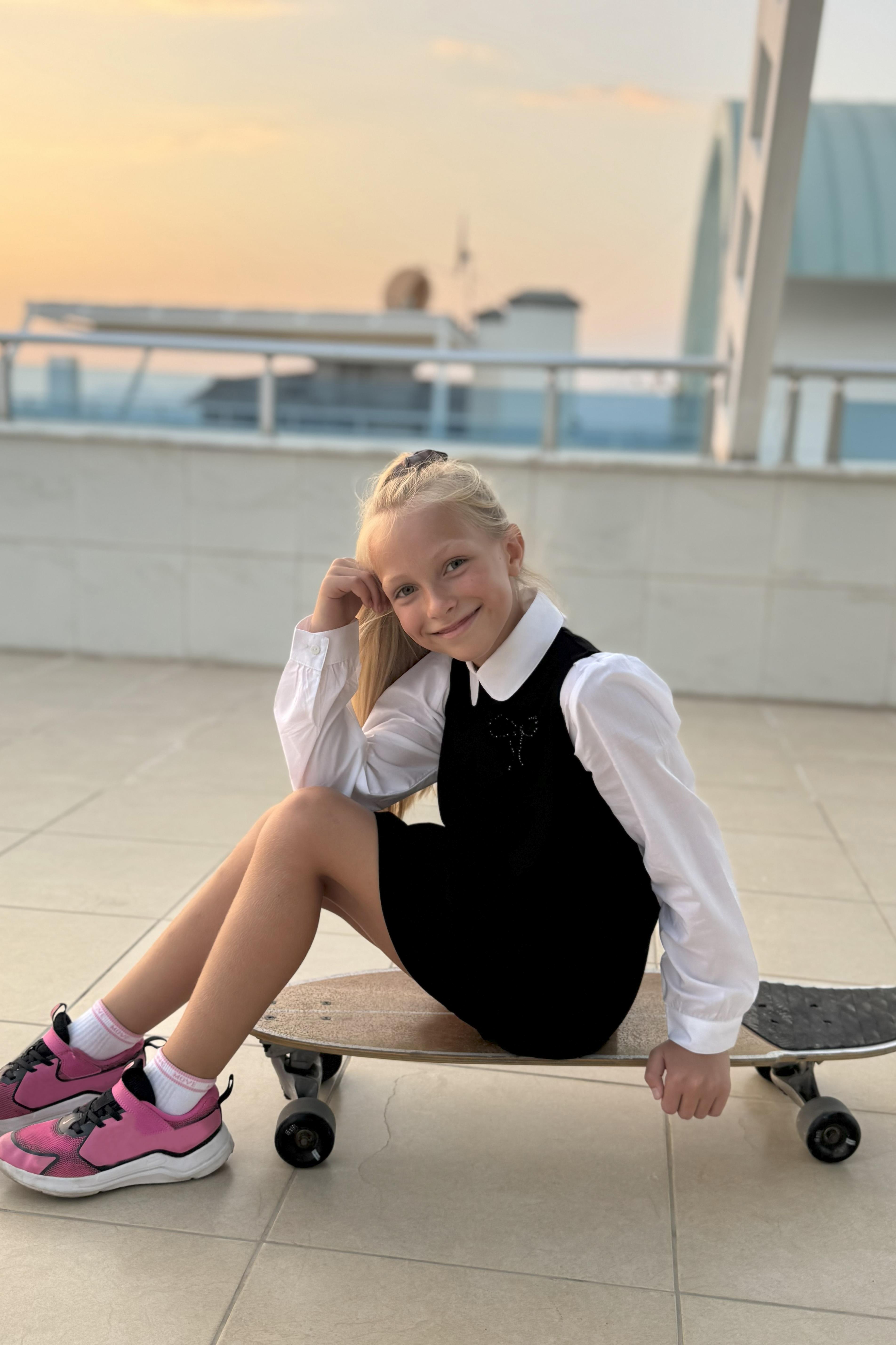 Cepli Çelik interlok Kız Çocuk Siyah Elbise