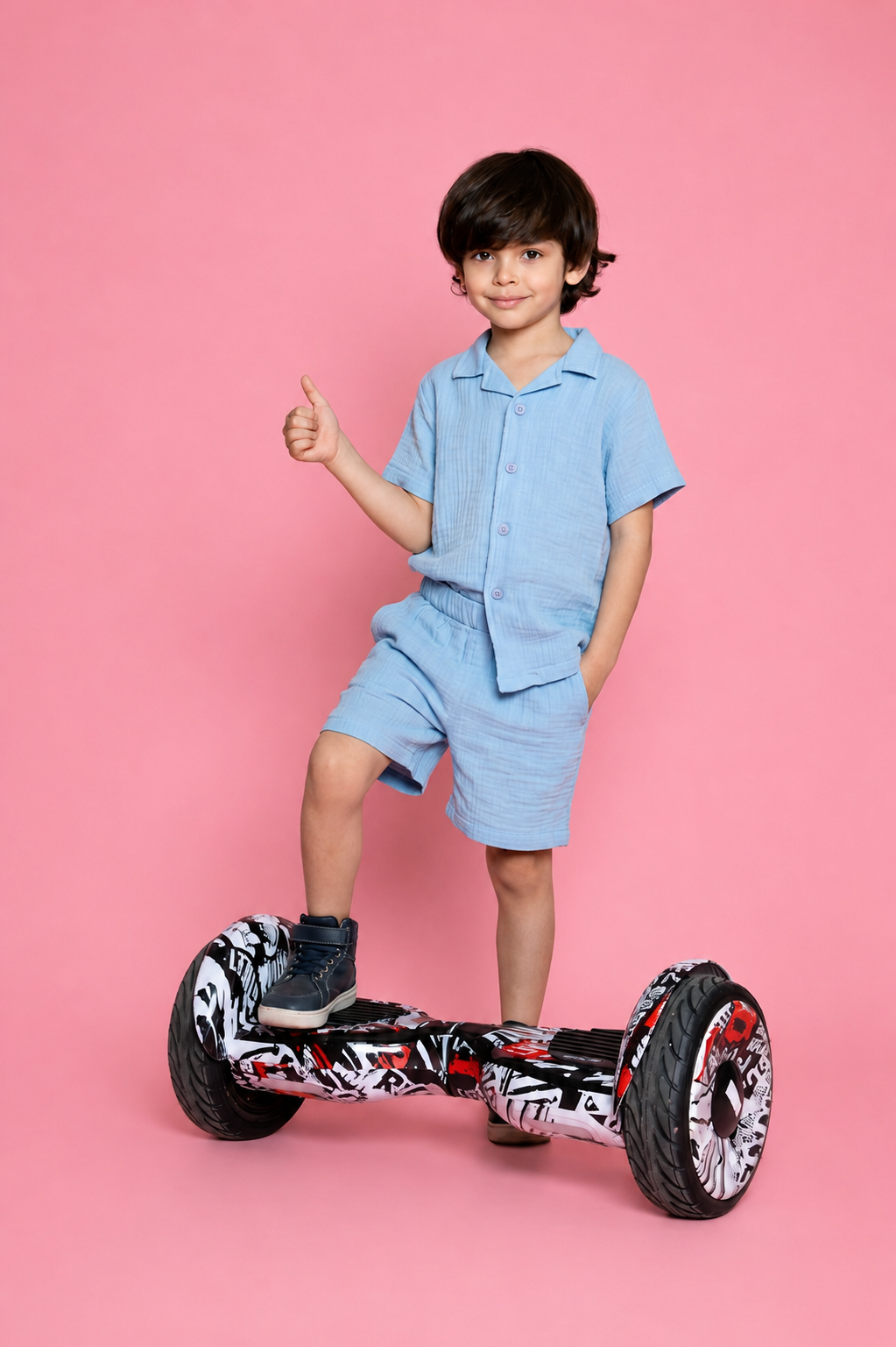 Nate Açık Mavi Muslin Erkek Çocuk Şort
