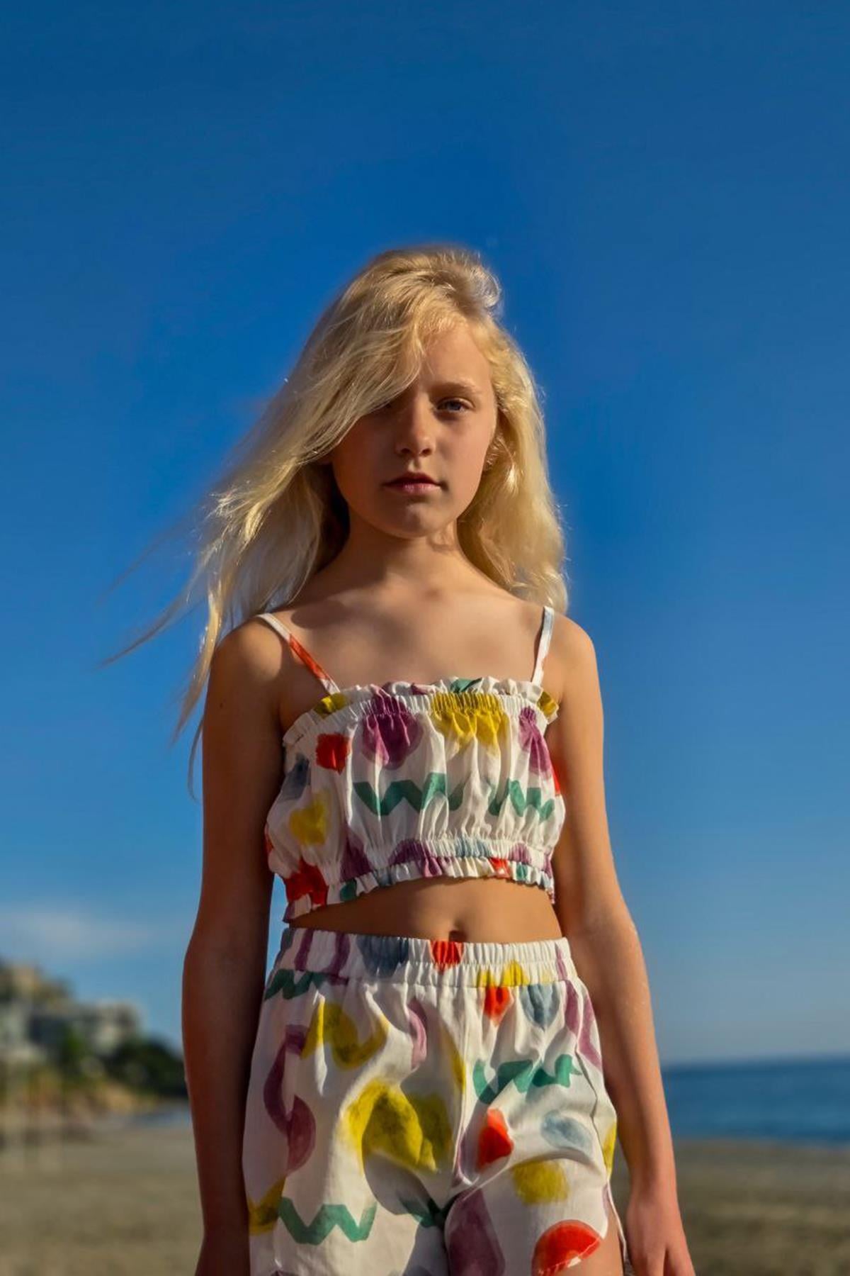 Nora Alcor Desenli Kız Çocuk Crop Tab Şort 2li Takım